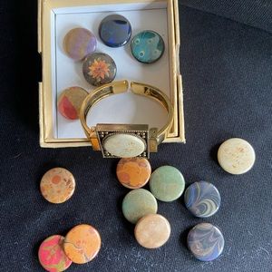 Bracelet with interchangeable center pieces.